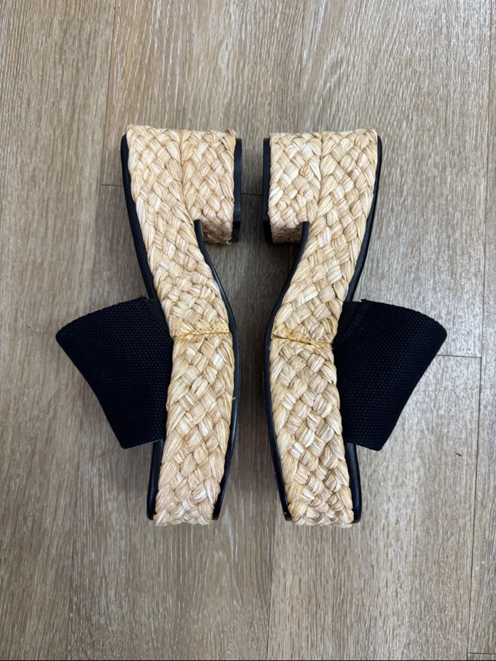 Steve Madden Dock Raffia Black Woven Platform Block Heel Sandal Size 9